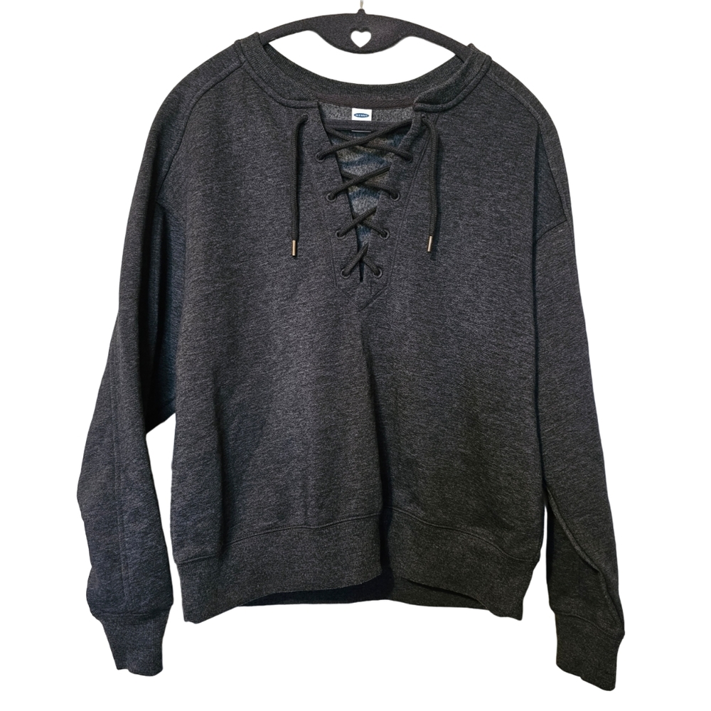 Like New Women's Old Navy Dark Gray Lace Up Sweatshirt
